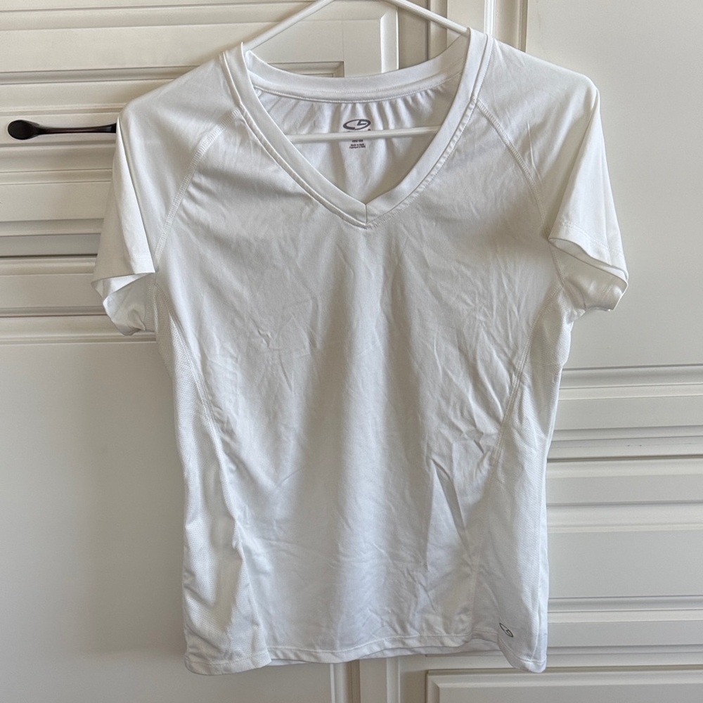 Champion White V-Neck Short Sleeve Tee